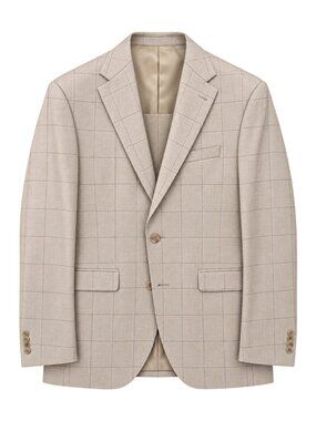 Custom Coppley Men's Light Beige Windowpane Suit Jacket & Pants
